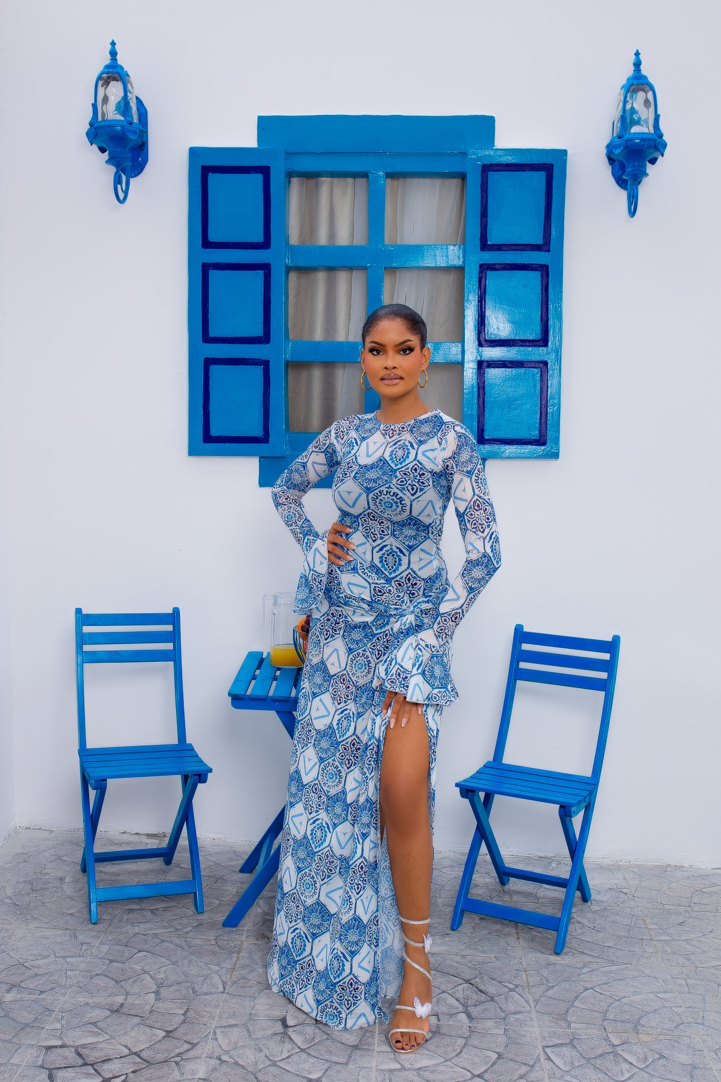 Milan Mesh Dress (Blue Mosaic)
