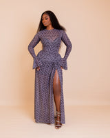 Milan Mesh Dress ( Grey Ziva Print)