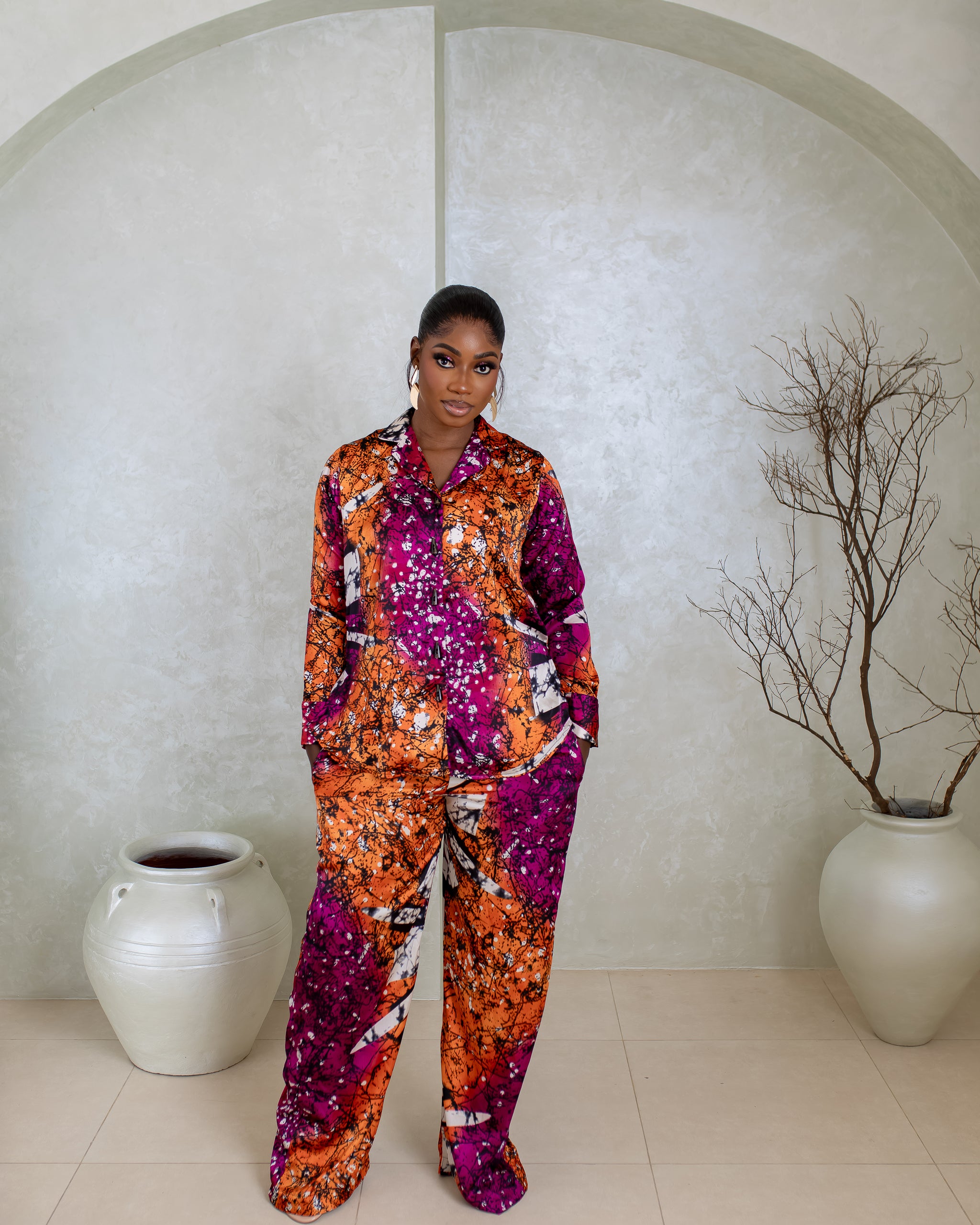 Silk PJ Set (Sunset ink print)
