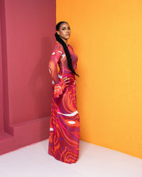 Milan Mesh Dress(Crimson Tide Print)