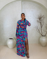 Milan Mesh Dress (Lagoon Mirage Print)