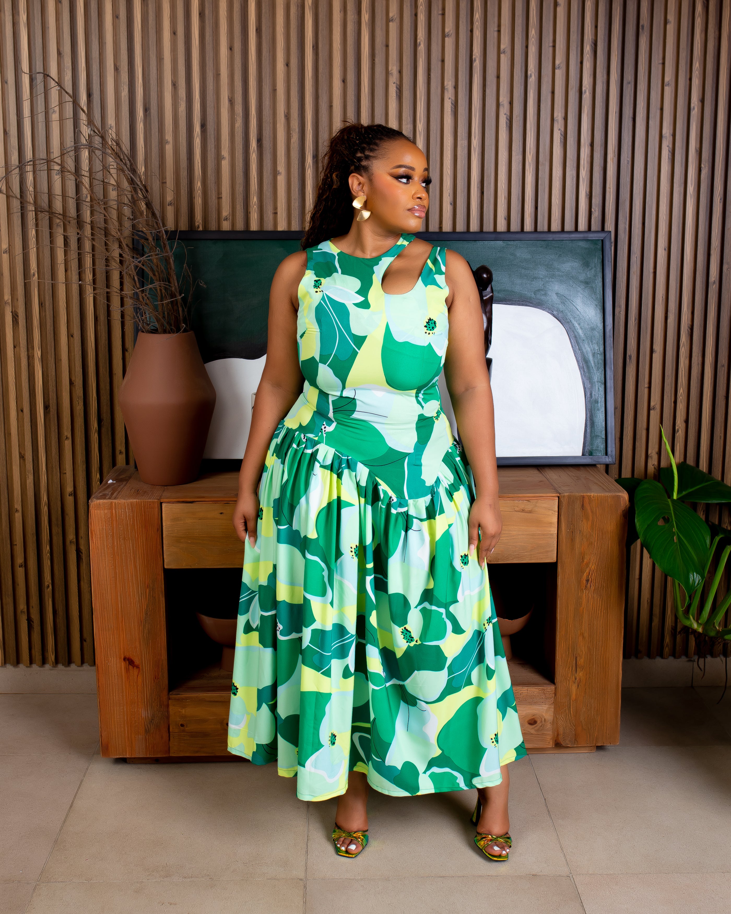 Elena Midi Dress (Green)