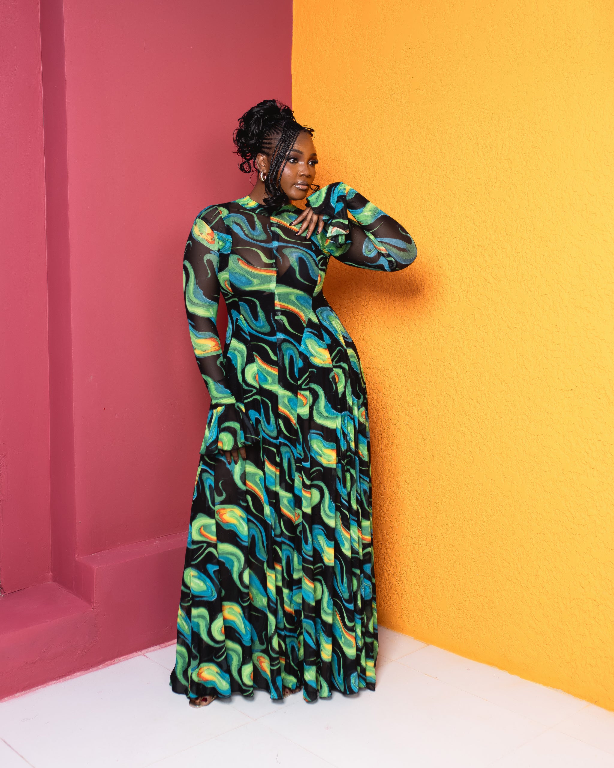 Neriah Dress (Aurora Tide Print)
