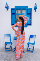 Milan Mesh Dress (Coral Bloom)