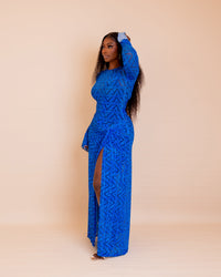 Milan Mesh Dress (Blue Sapphire Ziva Print)