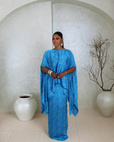 Naya Silk Skirt Set(Ocean Ripple Print)