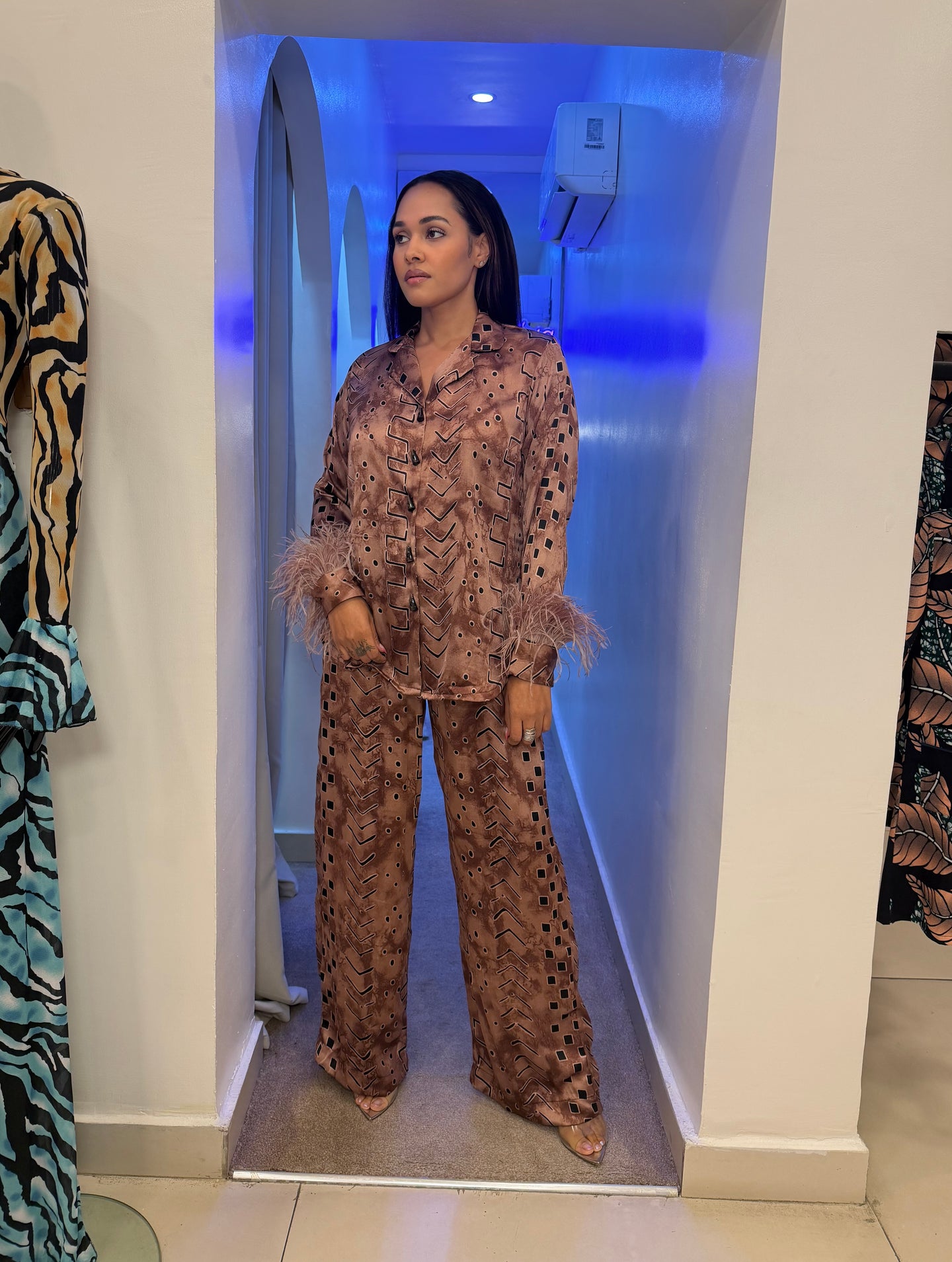 FEATHER PJ SET (Desert Bronze Print)