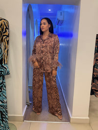 FEATHER PJ SET (Desert Bronze Print)