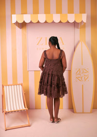 Elara Tiered Dress (Cocoa Petal Print)