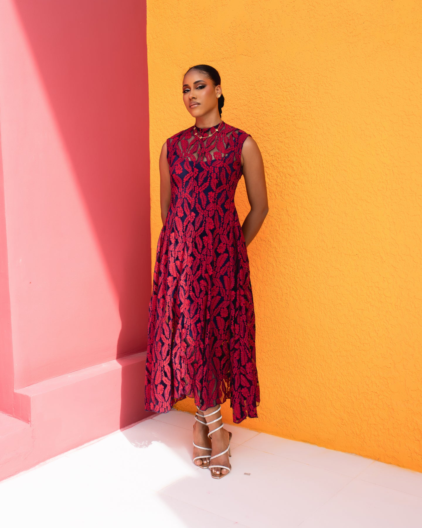 Ciel Lace Dress (Velvet Print)