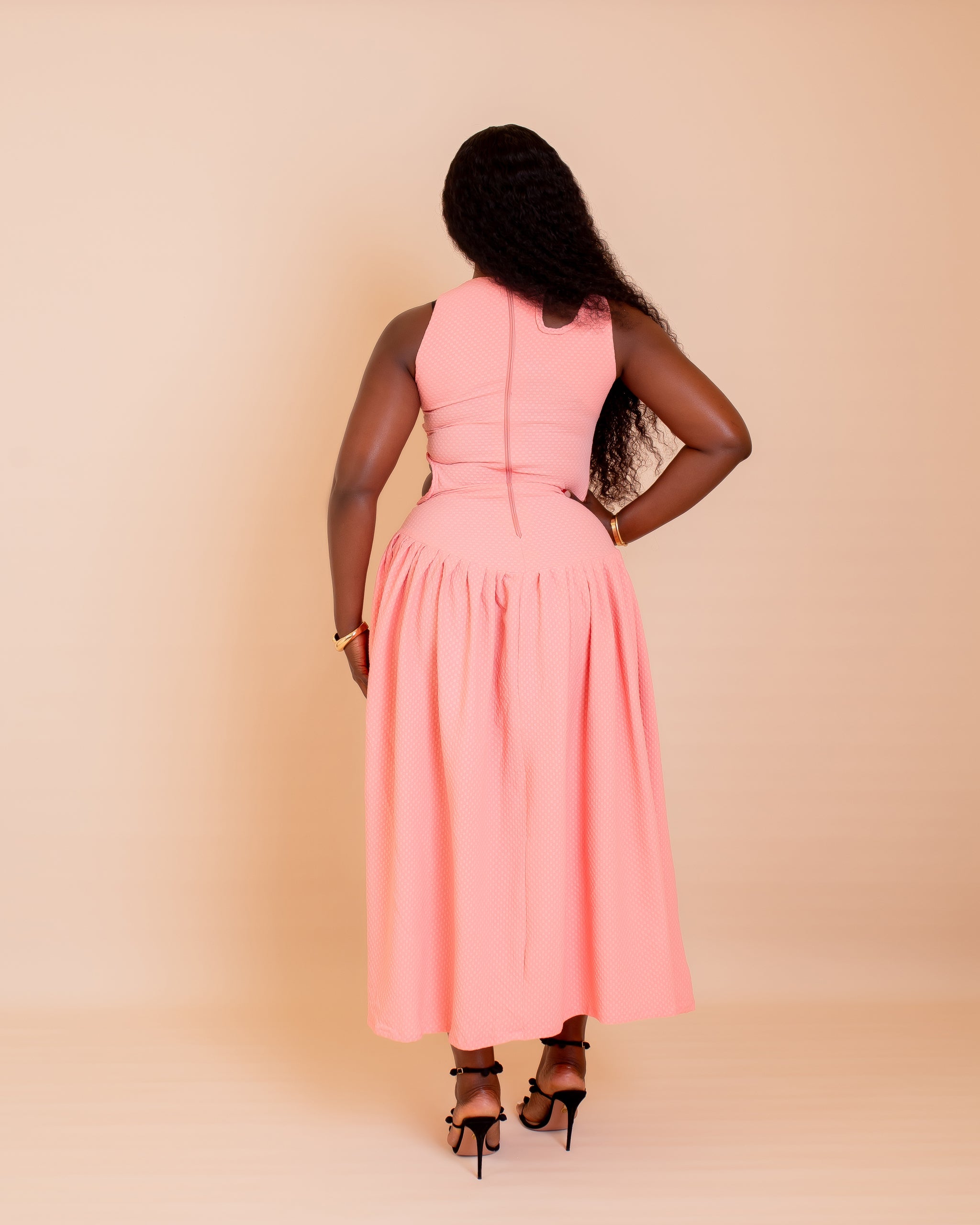 Zaraia Midi Dress (Coral )