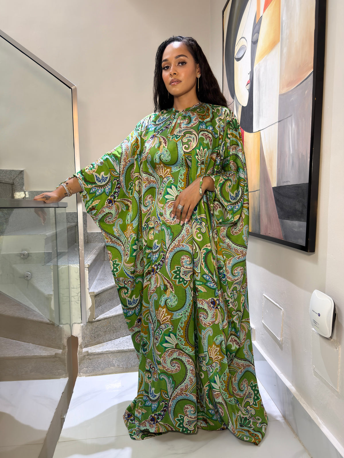 Aminah Silk Bubu( Emerald paisley print )