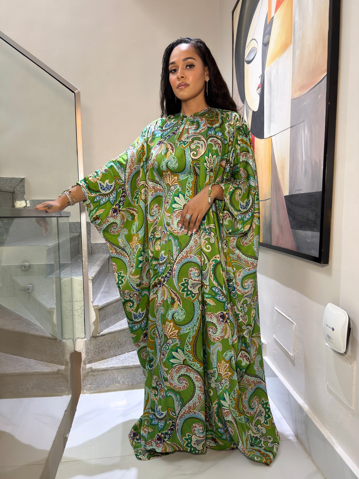 Aminah Silk Bubu( Emerald paisley print )