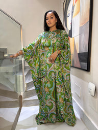 Aminah Silk Bubu( Emerald paisley print )