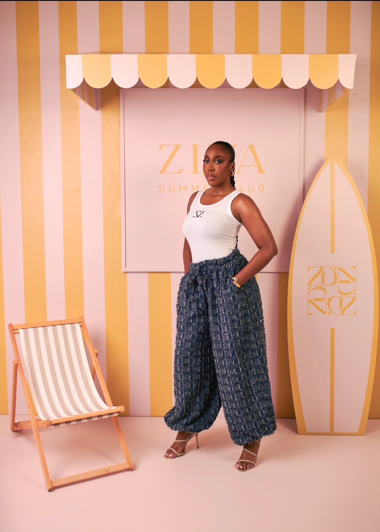 Ari Denim Pants – Indigo Mosaic Print