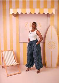Ari Denim Pants – Indigo Mosaic Print