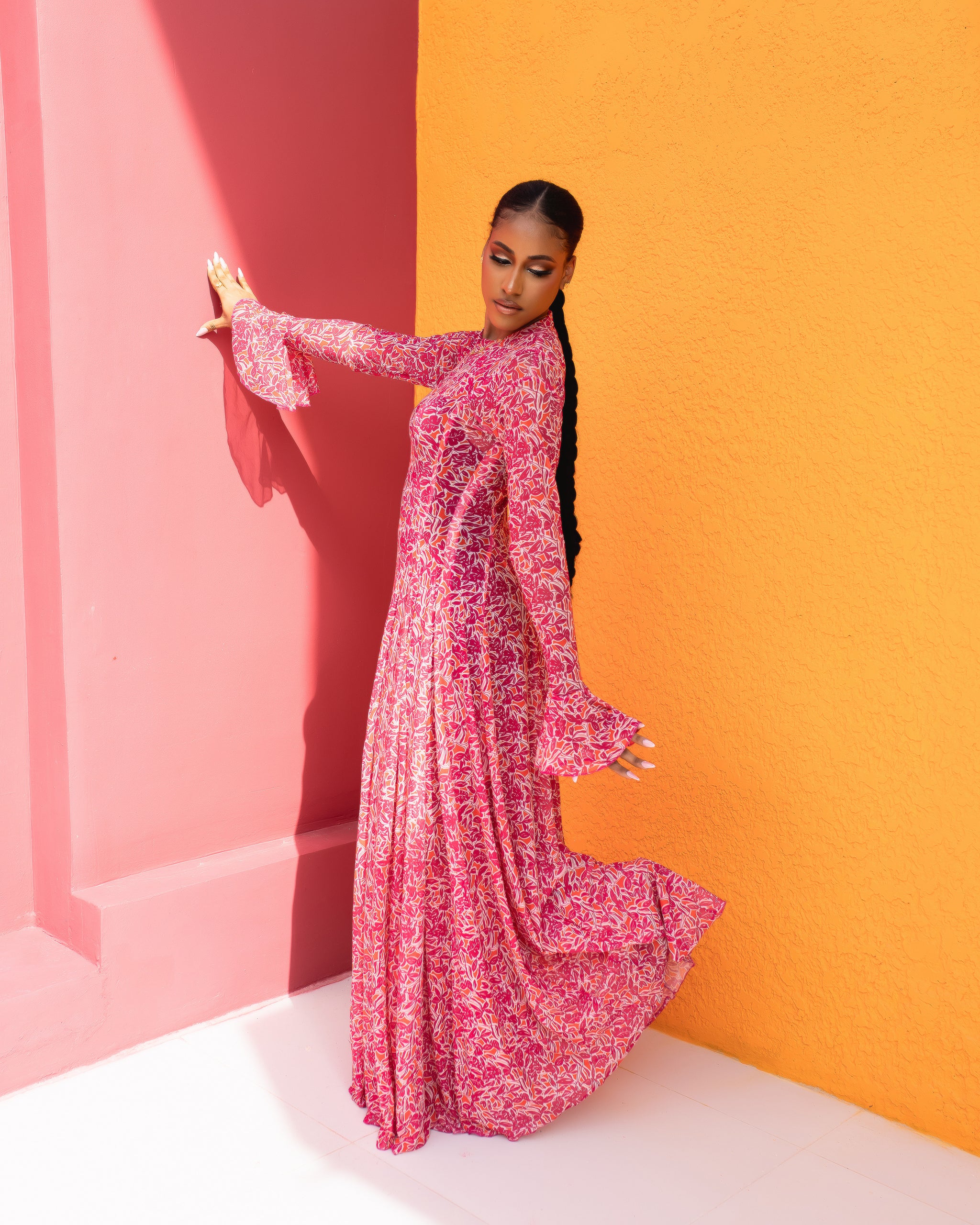 Neriah Mesh Dress(Petal Mosaic Print)