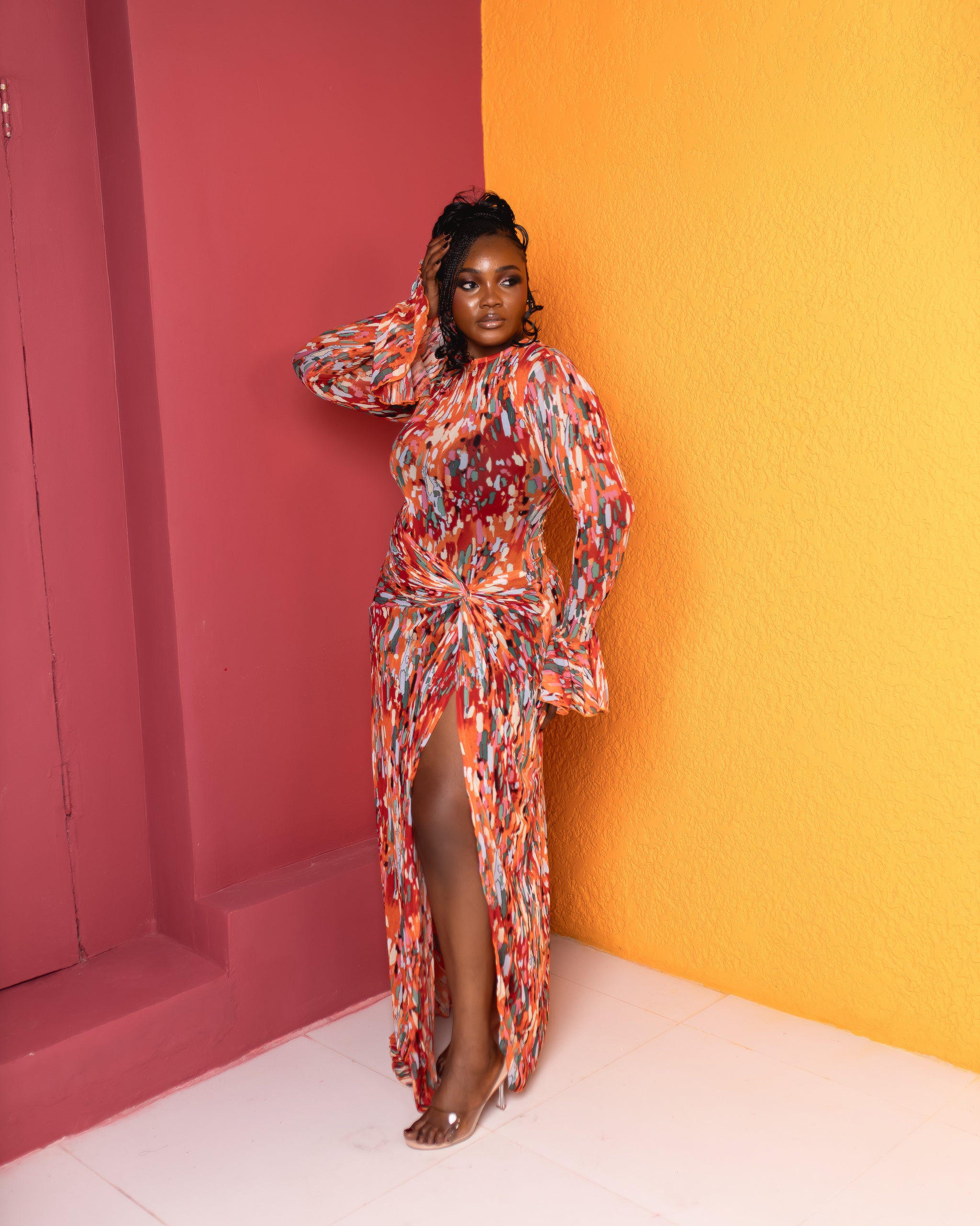Milan Mesh Dress (Terra Mosaic Print)
