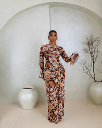 Milan Mesh Dress (Amber Veil Print)