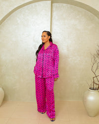 Custom Ziva Print Silk Pj Set (Pink)