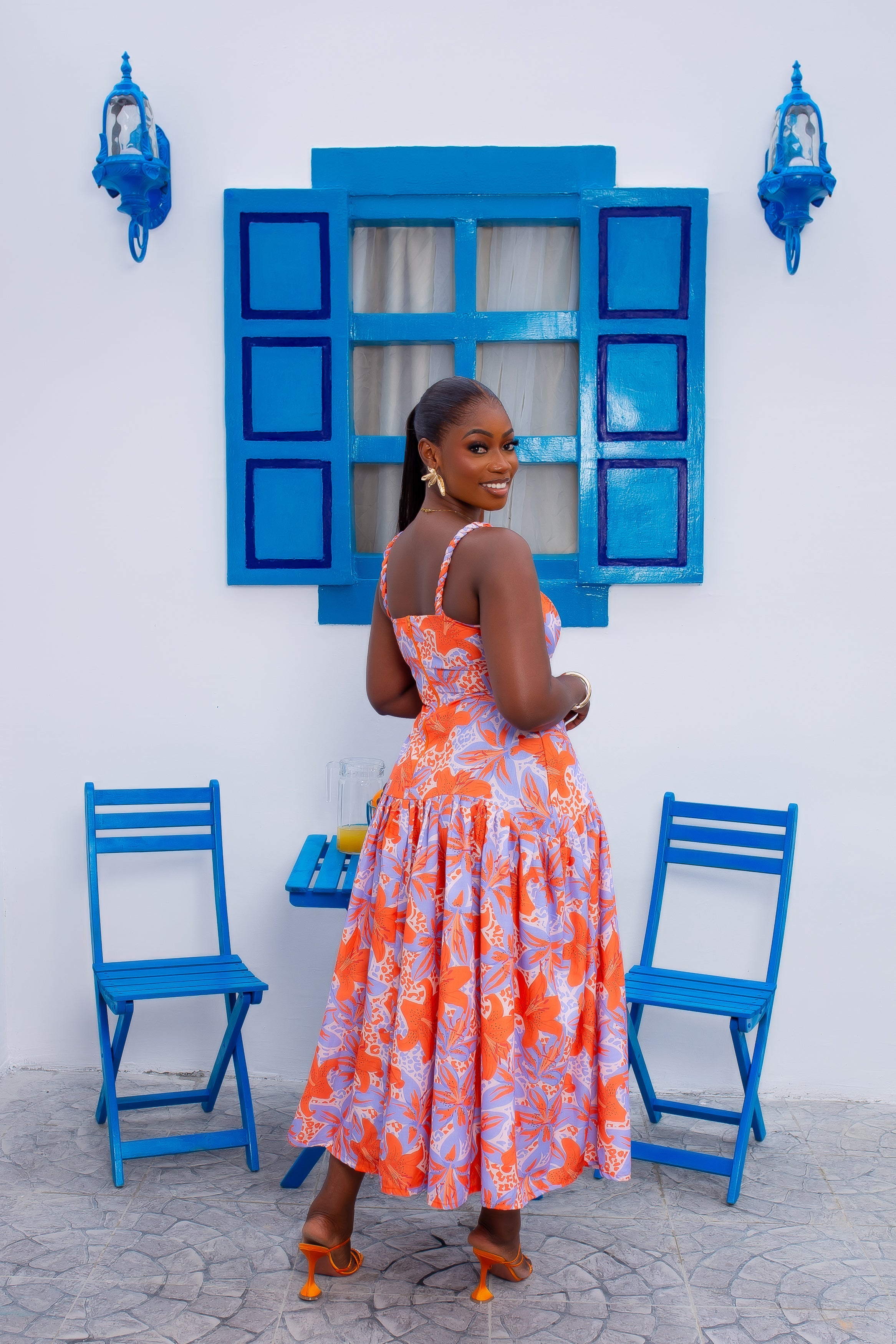 Marrakech Linen Dress (Capri Bloom)