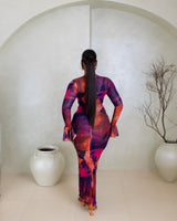 Rowena Mesh Dress (Sunset Mirage Print)