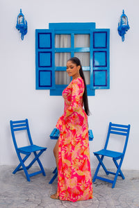 Milan Mesh Dress (Flamingo Bloom)