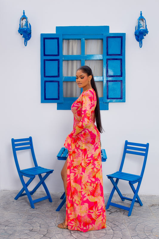 Milan Mesh Dress (Flamingo Bloom)