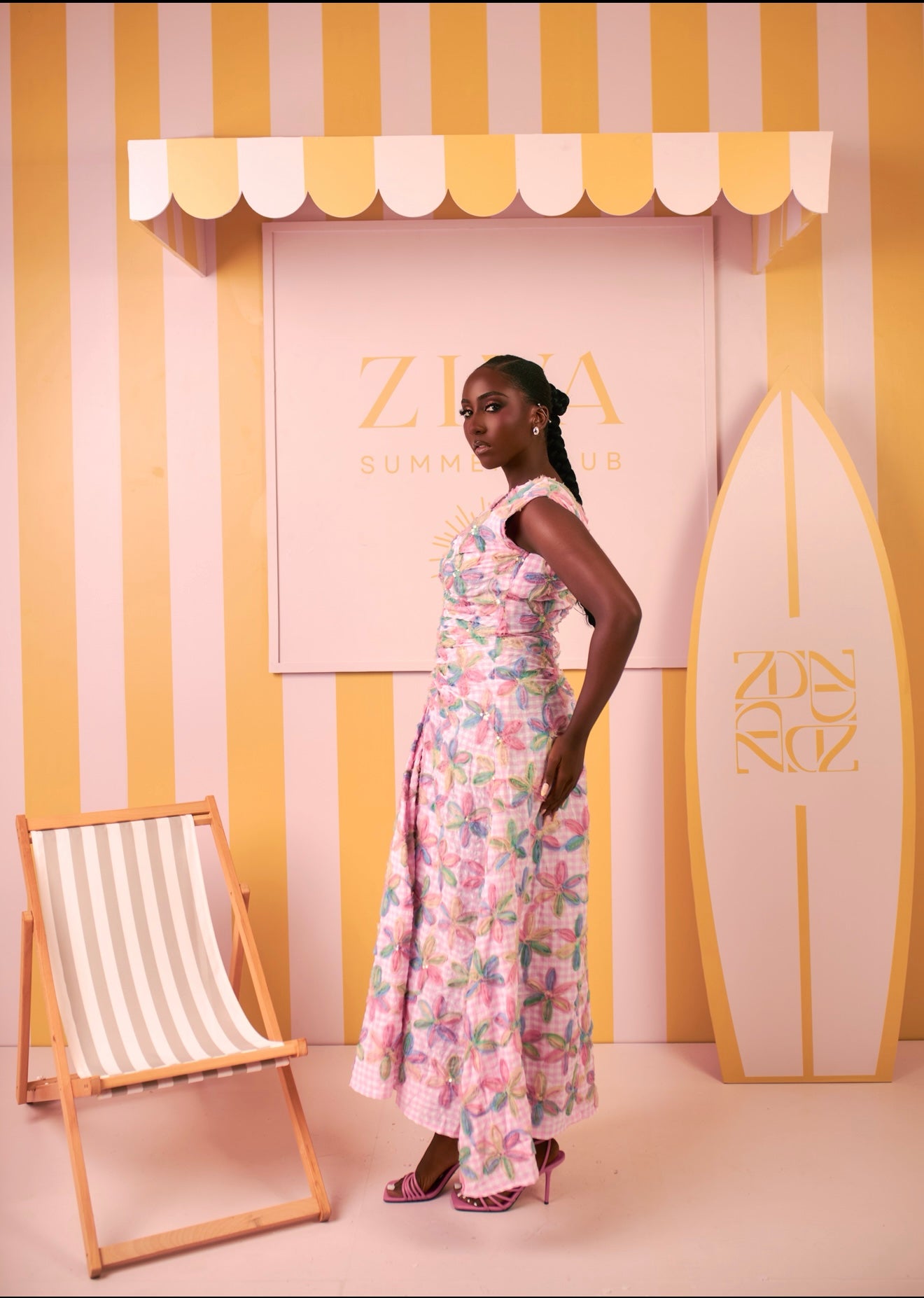 Ivy Ruched Dress (Blush Meadow Print)