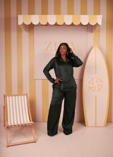 Silk PJ Set(Onyx Bloom Print)