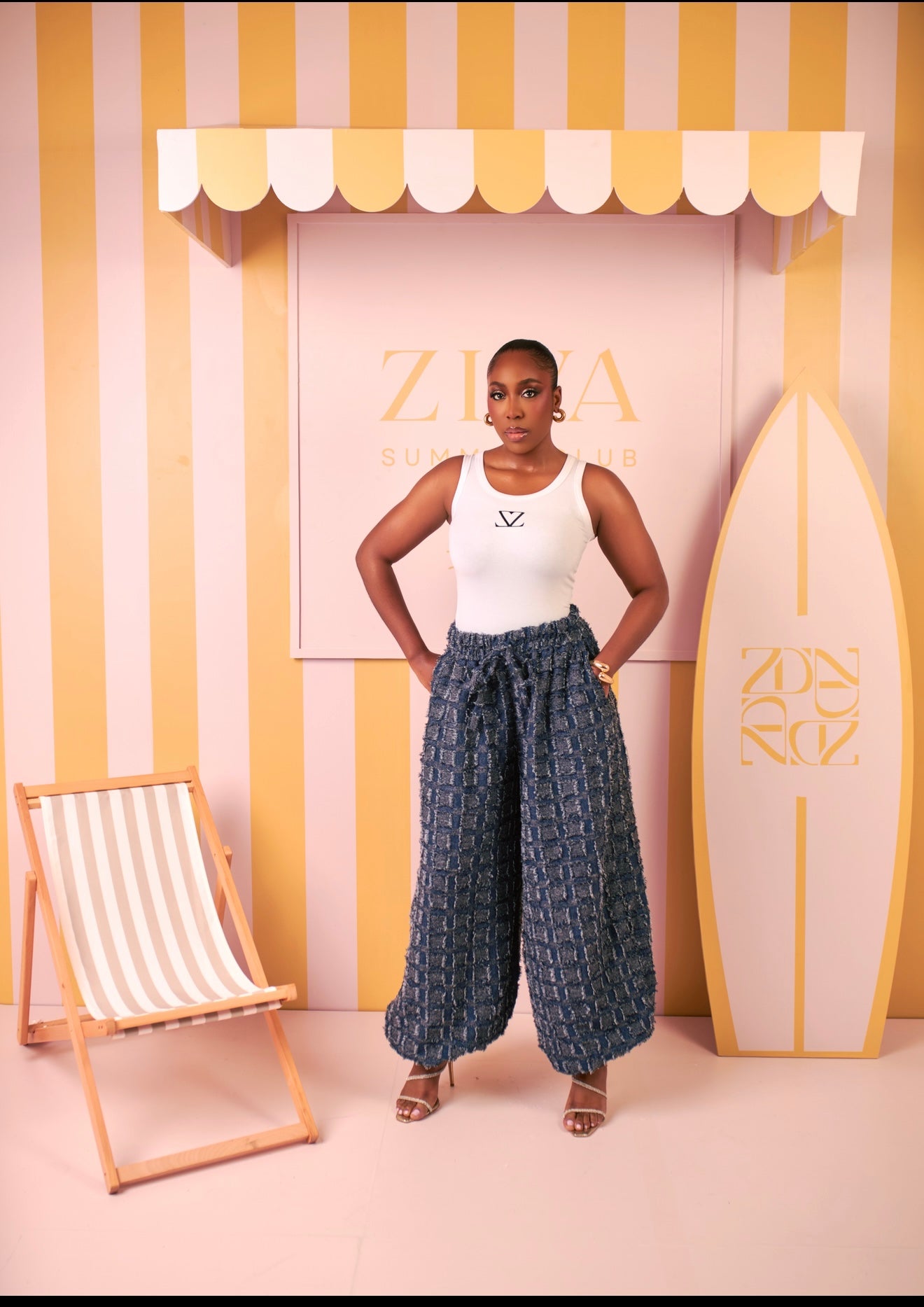 Ari Denim Pants – Indigo Mosaic Print