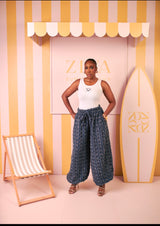Ari Denim Pants – Indigo Mosaic Print