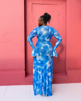 Milan Mesh Dress (Blue lagoon Print)
