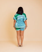 Silk Short Set (Mint Paisley)