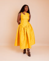 Zaraia Midi Dress (Golden Yellow )