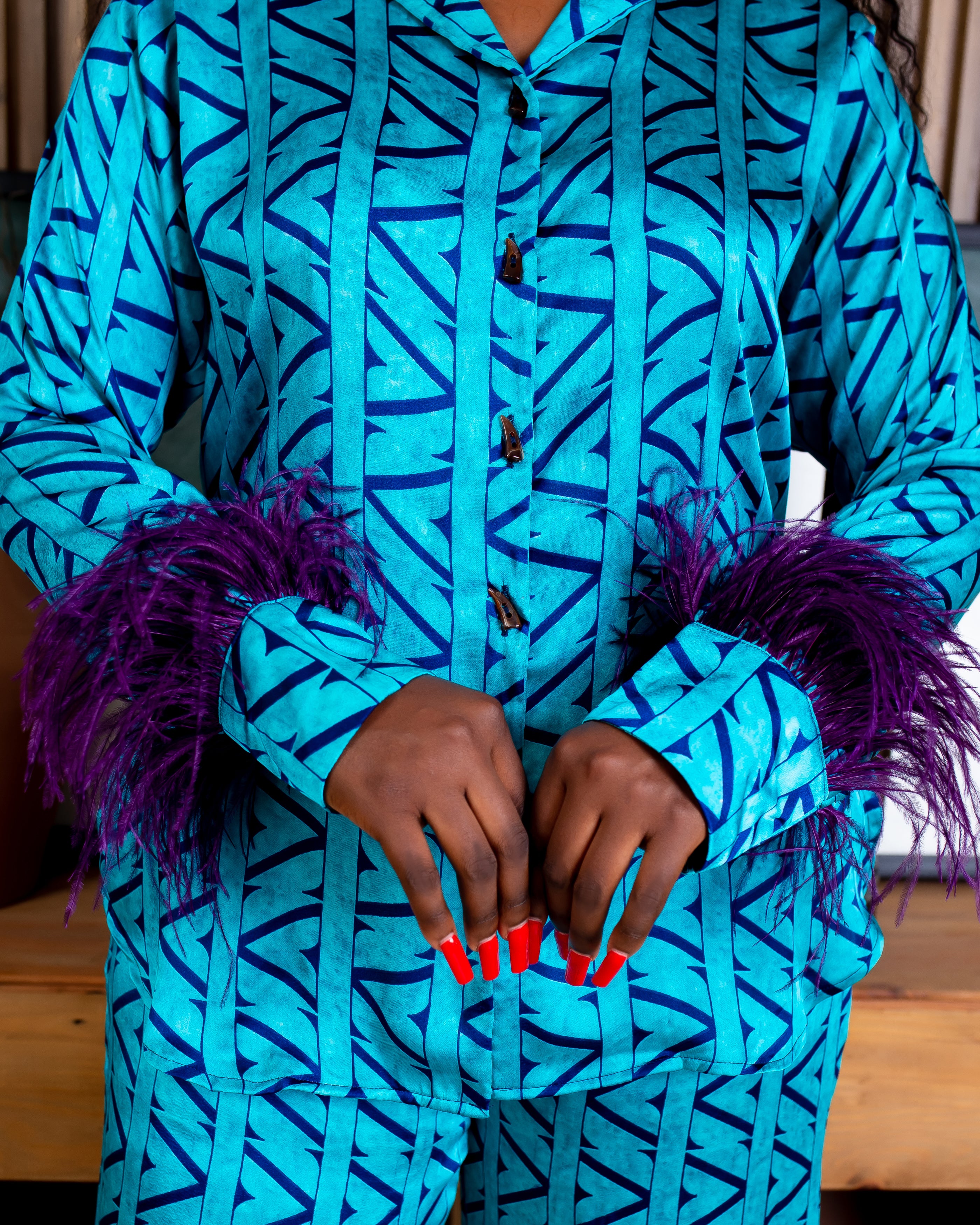 Feather Pj Set (Purple Feathers)