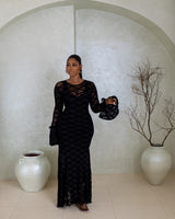 Vienna Mesh Dress-(Noir Lattice Print)