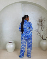 Silk PJ Set (Electric Tide print)