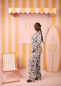 Silk PJ Set (Monochrome Muse Print)