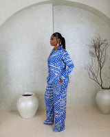 Silk PJ Set (Electric Tide print)