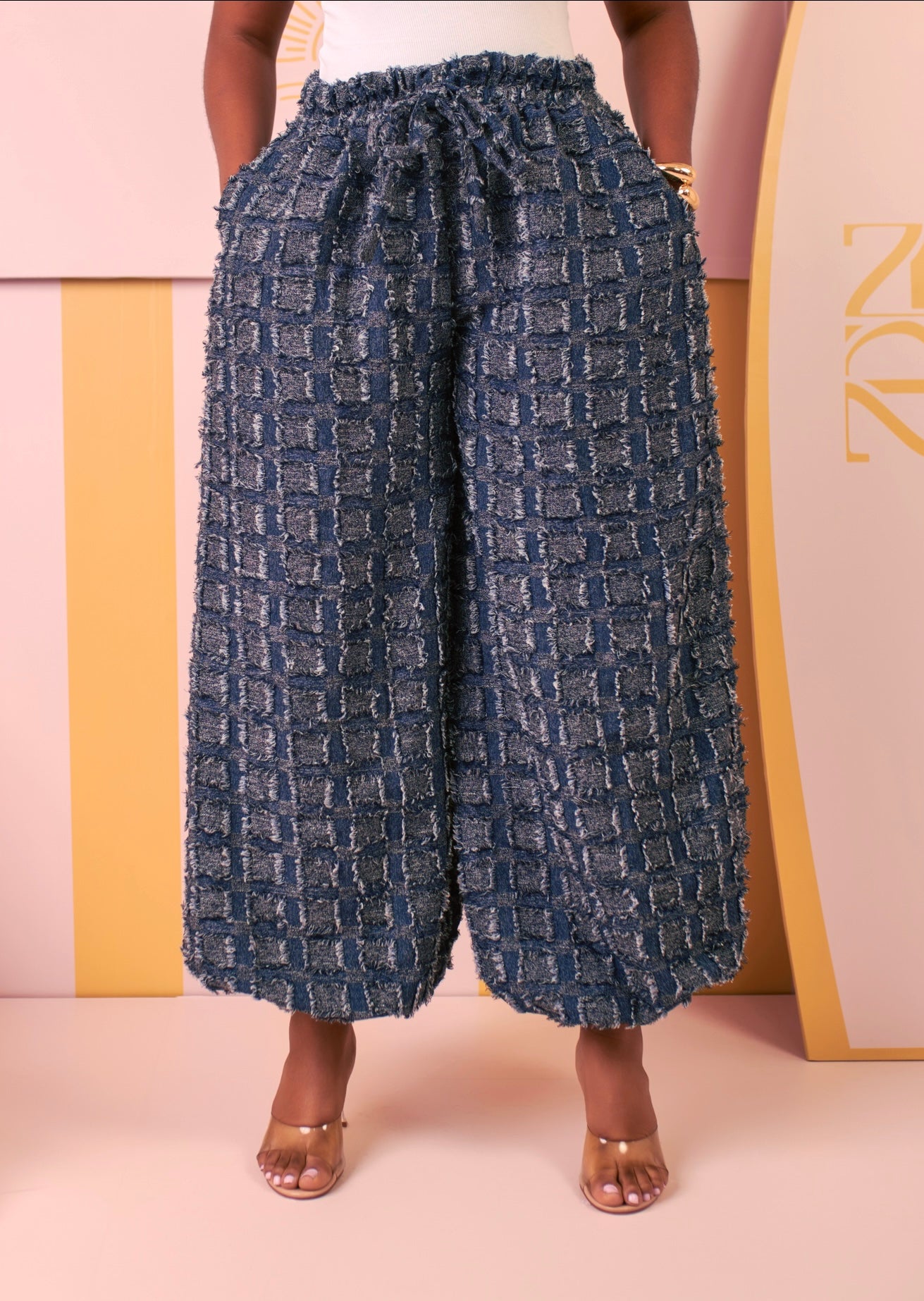 Ari Denim Pants – Indigo Mosaic Print
