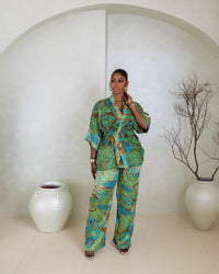 Zoya Kimono Set (Emerald Mosaic Print)
