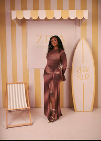Milan Mesh Dress (Cocoa Veil Print)
