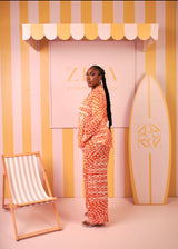 Silk PJ Set (Coral Current Print)