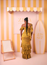 Ariana Silk Ruffle Dress (Golden Savannah Print)