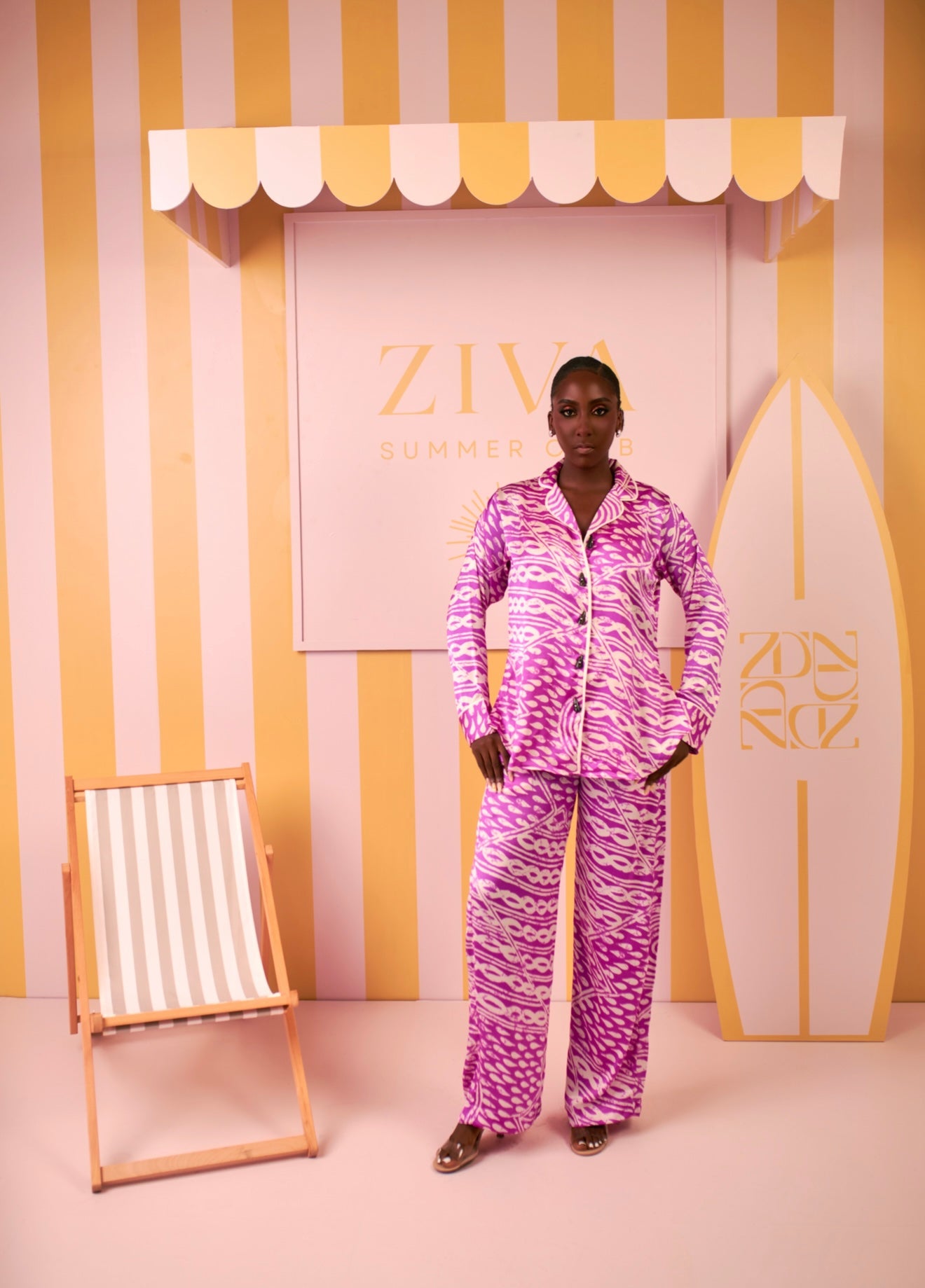 Silk PJ Set (Orchid Ripple Print)