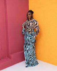 Milan Mesh Dress (Aqua Zebra Print)