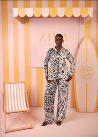 Silk PJ Set (Monochrome Muse Print)
