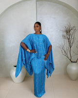 Naya Silk Skirt Set(Ocean Ripple Print)