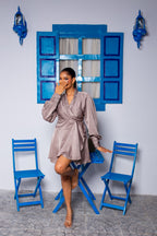 Mulan Silk Wrap Dress ( Champagne)